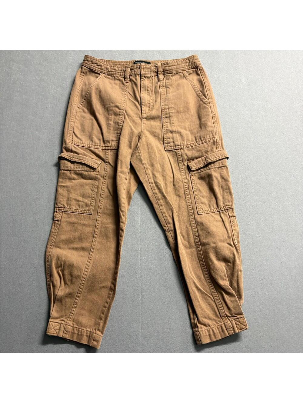 Banana Republic Cargo Utility Pants Cropped Tan Cotton Size 4 Fits Like 29X23